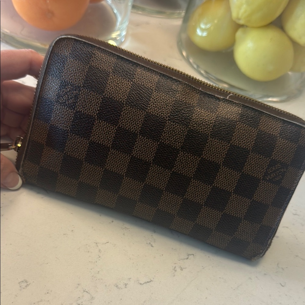 Louis Vuitton Brown and Black Wallet with Signature Damier Design